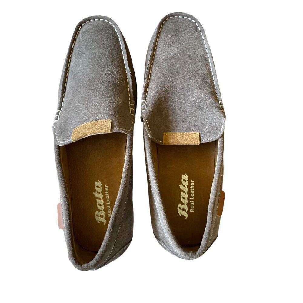 Bata Suede Leather Men Casual Shoes Loafers Leather Driving Moccasins Slip on